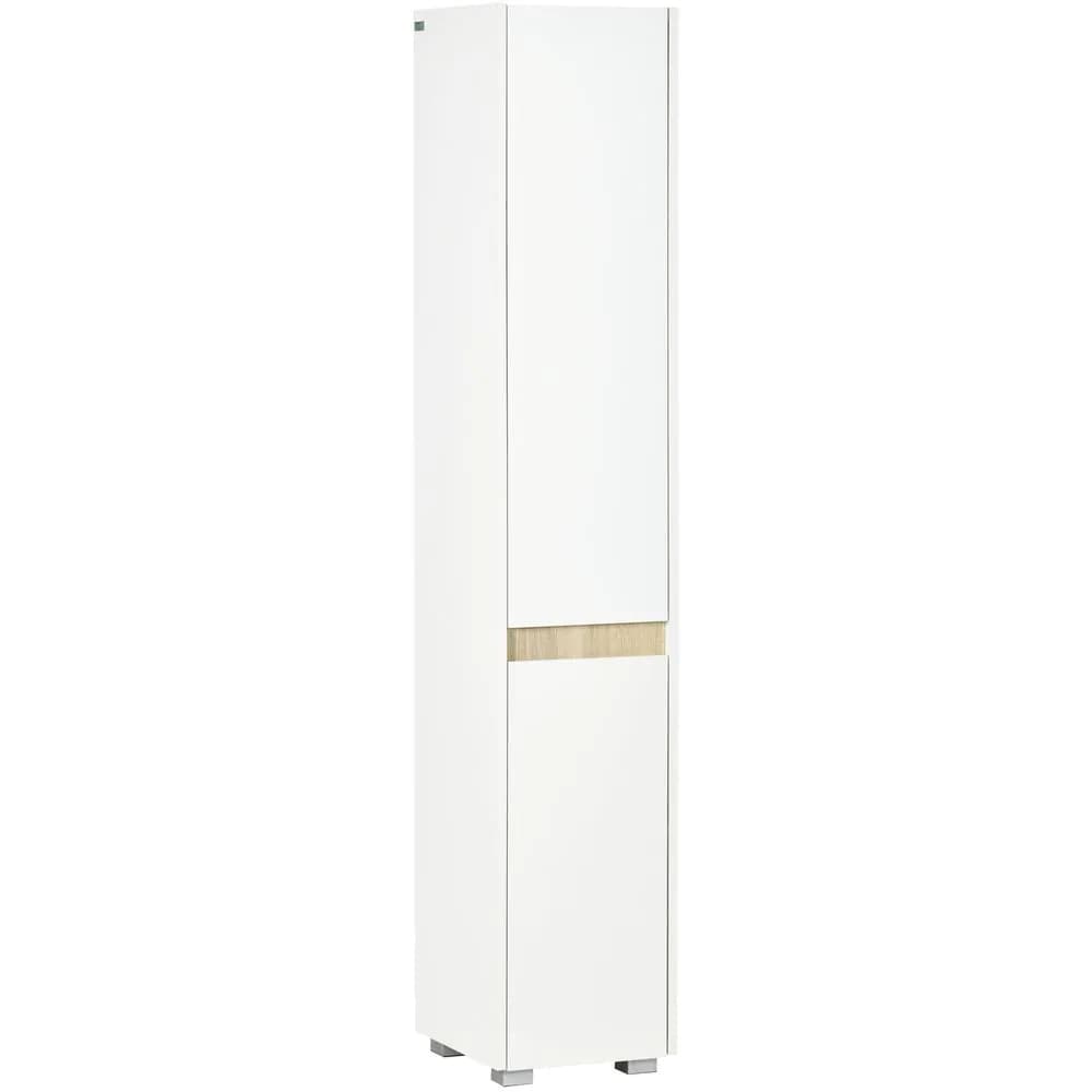 image-Tall Bathroom Cabinet Modern Freestanding Tallboy w/ Adjustable Shelves White