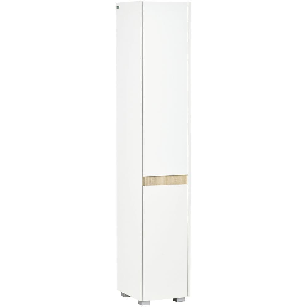image-Tall Bathroom Cabinet Modern Freestanding Tallboy w/ Adjustable Shelves White