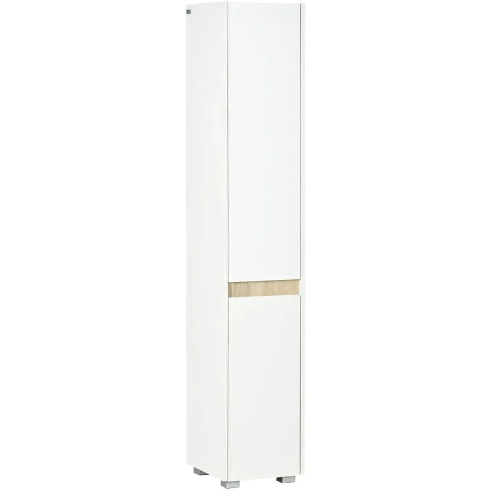 image-Tall Bathroom Cabinet Modern Freestanding Tallboy w/ Adjustable Shelves White