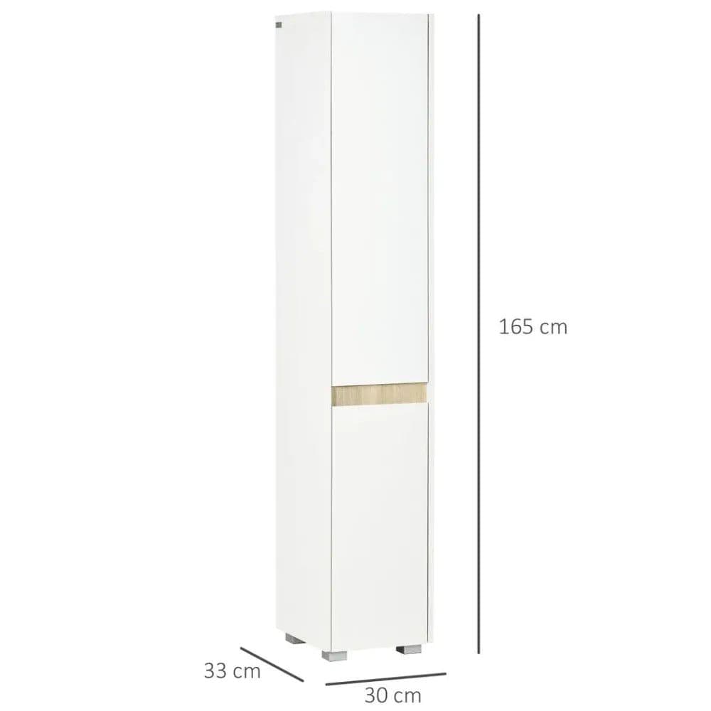 image-Tall Bathroom Cabinet Modern Freestanding Tallboy w/ Adjustable Shelves White