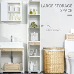 image-Tall Bathroom Cabinet Modern Freestanding Tallboy w/ Adjustable Shelves White