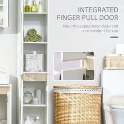 image-Tall Bathroom Cabinet Modern Freestanding Tallboy w/ Adjustable Shelves White