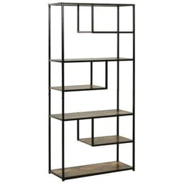image-Wood Bookshelf Industrial Style Stand 6-Tier Living Room Display Rack Organiser