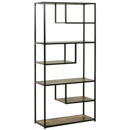 image-Wood Bookshelf Industrial Style Stand 6-Tier Living Room Display Rack Organiser
