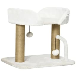 image-42cm Indoor Cat Tree Kitty Play Tower w/ Toy Balls, Jute Scratching Post