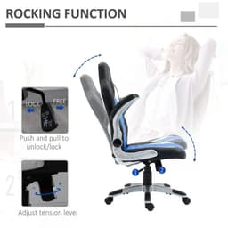image-Racing Gaming Chair Height Adjustable Swivel Chair with Flip Up Armrests, Blue
