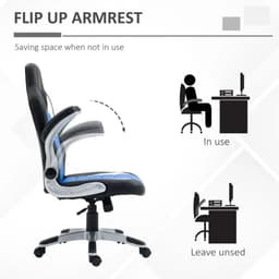 image-Racing Gaming Chair Height Adjustable Swivel Chair with Flip Up Armrests, Blue