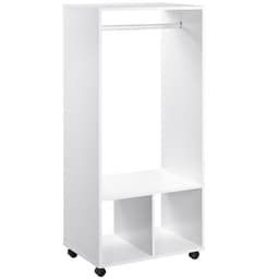 image-Open Wardrobe Clothes Rail Bedroom Clothes Storage w/ Hanging Rod Shelves White
