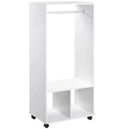 image-Open Wardrobe Clothes Rail Bedroom Clothes Storage w/ Hanging Rod Shelves White