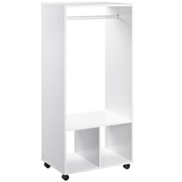 image-Open Wardrobe Clothes Rail Bedroom Clothes Storage w/ Hanging Rod Shelves White