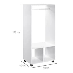 image-Open Wardrobe Clothes Rail Bedroom Clothes Storage w/ Hanging Rod Shelves White