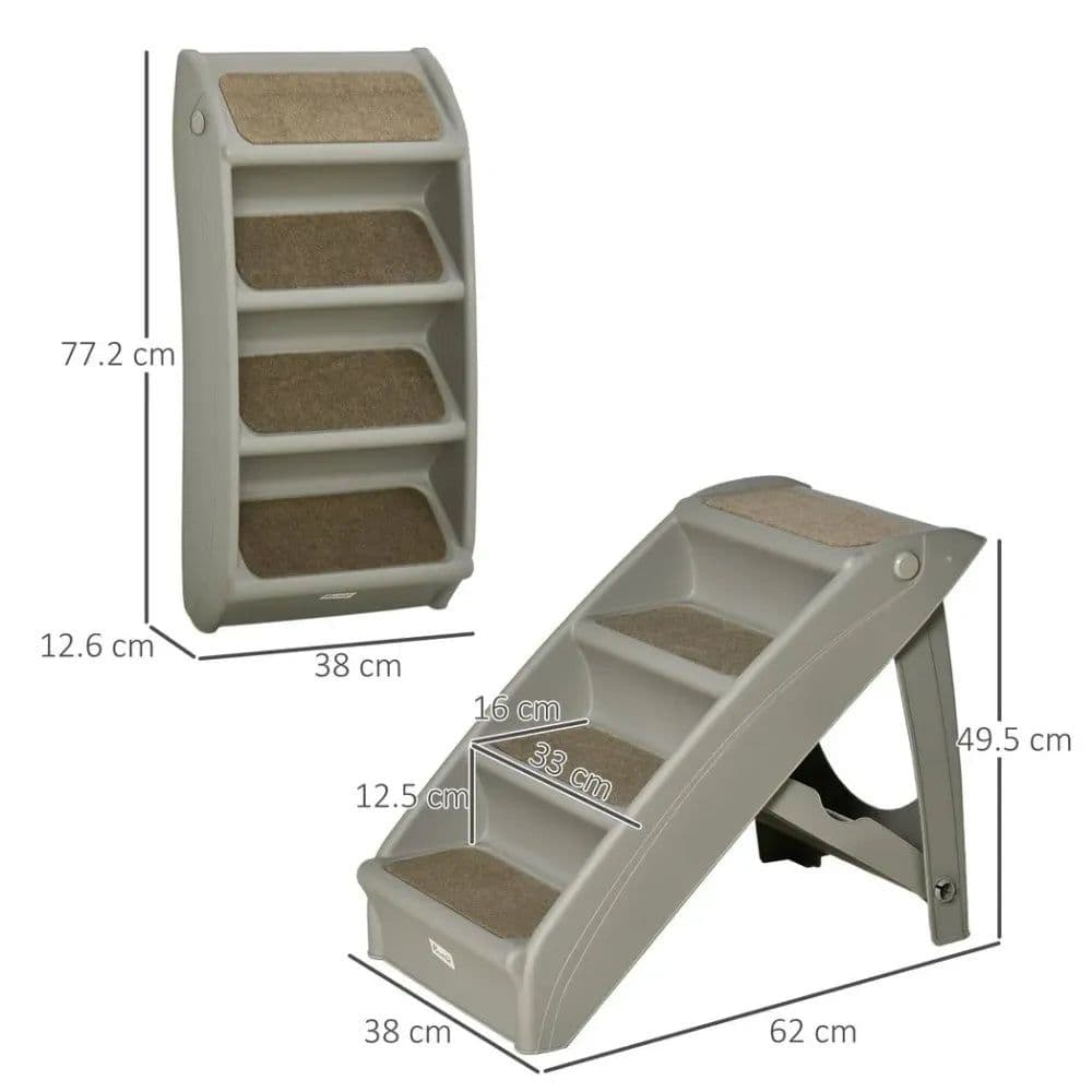 image-Portable Dog Steps for Bed, Sofa Non-Slip Pet Stairs for Cats, Dogs - Grey