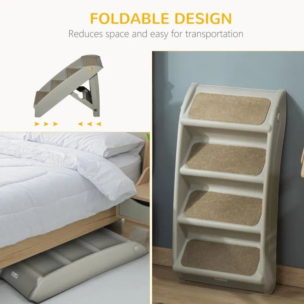image-Portable Dog Steps for Bed, Sofa Non-Slip Pet Stairs for Cats, Dogs - Grey
