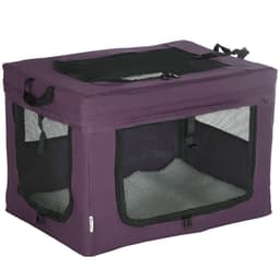 image-60cm Foldable Pet Carrier Cat Bag w/ Cushion, for Miniature Dogs - Purple