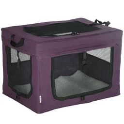 image-60cm Foldable Pet Carrier Cat Bag w/ Cushion, for Miniature Dogs - Purple