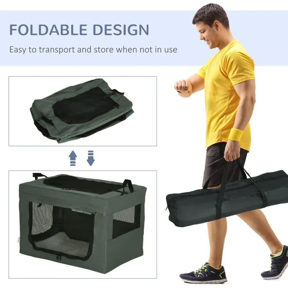 image-60cm Foldable Pet Carrier Cat Bag w/ Cushion for Cats and Miniature Dogs - Grey
