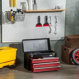 image-3 Drawer Tool Chest Lockable Tool Box w/ Ball Bearing Runners 51cmx22cmx32cm