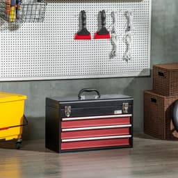 image-3 Drawer Tool Chest Lockable Tool Box w/ Ball Bearing Runners 51cmx22cmx32cm