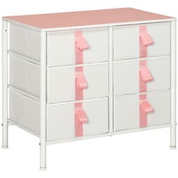 image-Chest of Drawers Cloth Organizer w/ 6 Fabric Drawer Metal Frame Nursery Room