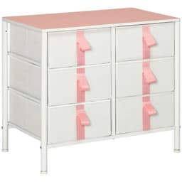 image-Chest of Drawers Cloth Organizer w/ 6 Fabric Drawer Metal Frame Nursery Room