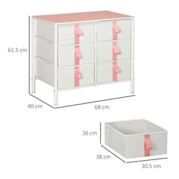 image-Chest of Drawers Cloth Organizer w/ 6 Fabric Drawer Metal Frame Nursery Room