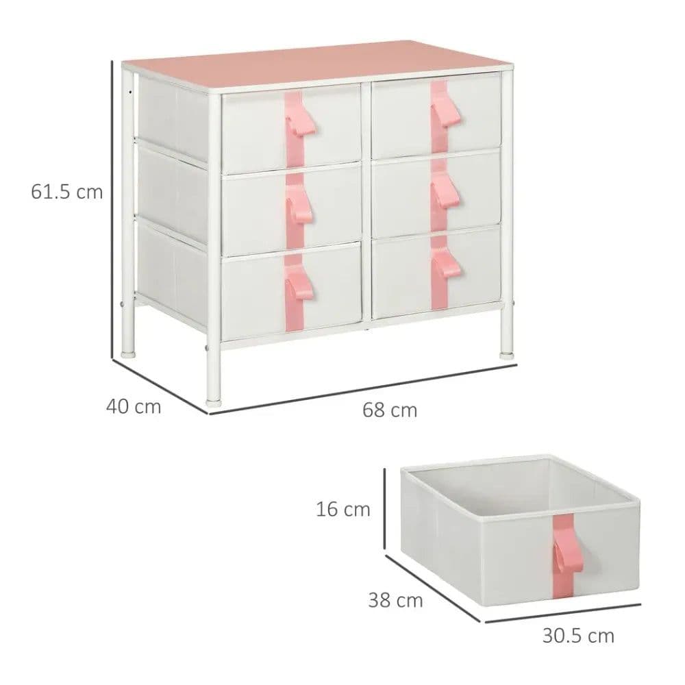 image-Chest of Drawers Cloth Organizer w/ 6 Fabric Drawer Metal Frame Nursery Room