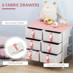 image-Chest of Drawers Cloth Organizer w/ 6 Fabric Drawer Metal Frame Nursery Room