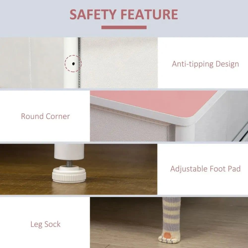 image-Chest of Drawers Cloth Organizer w/ 6 Fabric Drawer Metal Frame Nursery Room