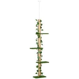 image-242cm Adjustable Floor-To-Ceiling Cat Tree w/ Anti-Slip Kit - Green