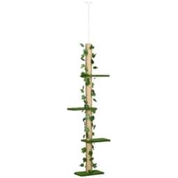 image-242cm Adjustable Floor-To-Ceiling Cat Tree w/ Anti-Slip Kit - Green