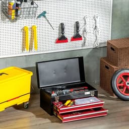 image-2 Drawer Tool Chest Lockable Tool Box w/ Ball Bearing Runners 46cmx24cmx22cm