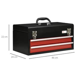 image-2 Drawer Tool Chest Lockable Tool Box w/ Ball Bearing Runners 46cmx24cmx22cm