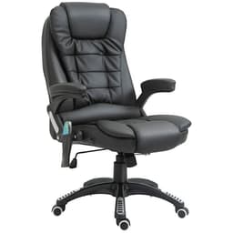 image-Executive Office Chair with Massage and Heat PU Leather Reclining Chair, Black