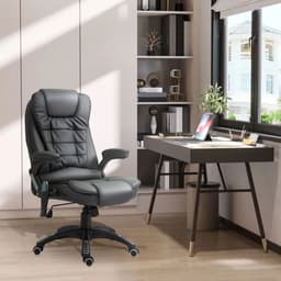 image-Executive Office Chair with Massage and Heat PU Leather Reclining Chair, Black