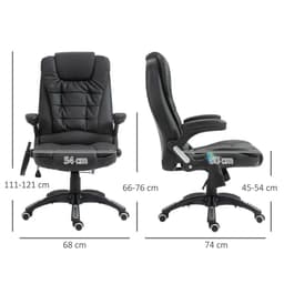 image-Executive Office Chair with Massage and Heat PU Leather Reclining Chair, Black