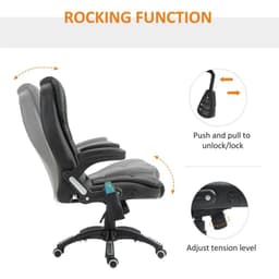 image-Executive Office Chair with Massage and Heat PU Leather Reclining Chair, Black