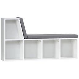 image-2 Tier Bookcase Modern Bookshelf w/ Removable Cushions for Home Office White