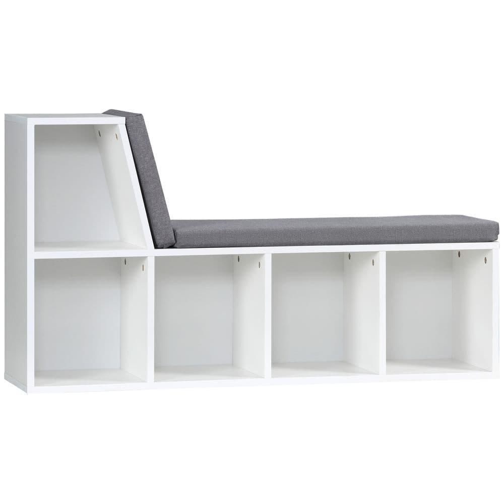 image-2 Tier Bookcase Modern Bookshelf w/ Removable Cushions for Home Office White