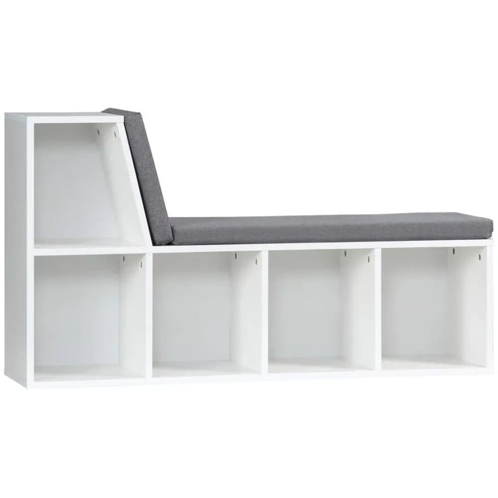 image-2 Tier Bookcase Modern Bookshelf w/ Removable Cushions for Home Office White