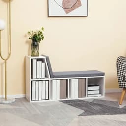 image-2 Tier Bookcase Modern Bookshelf w/ Removable Cushions for Home Office White