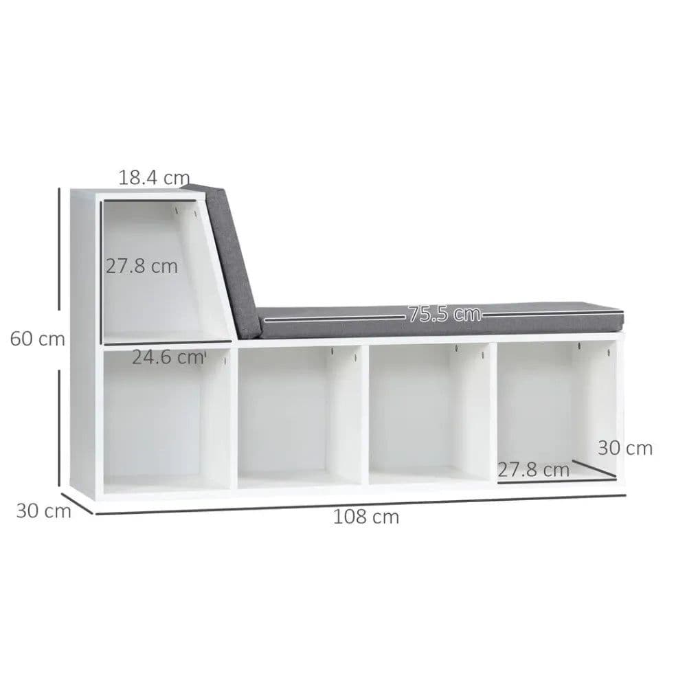 image-2 Tier Bookcase Modern Bookshelf w/ Removable Cushions for Home Office White