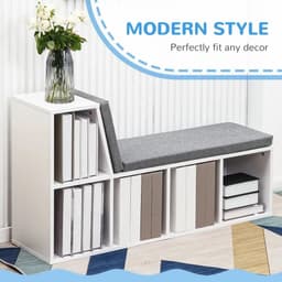 image-2 Tier Bookcase Modern Bookshelf w/ Removable Cushions for Home Office White