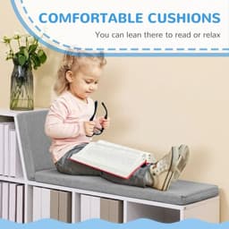 image-2 Tier Bookcase Modern Bookshelf w/ Removable Cushions for Home Office White