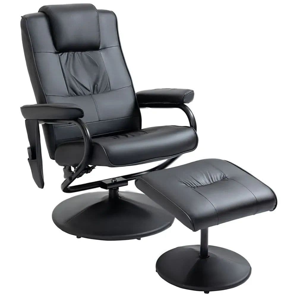image-Freestanding Living Room Chair with High Density Cushion and Footrest Black