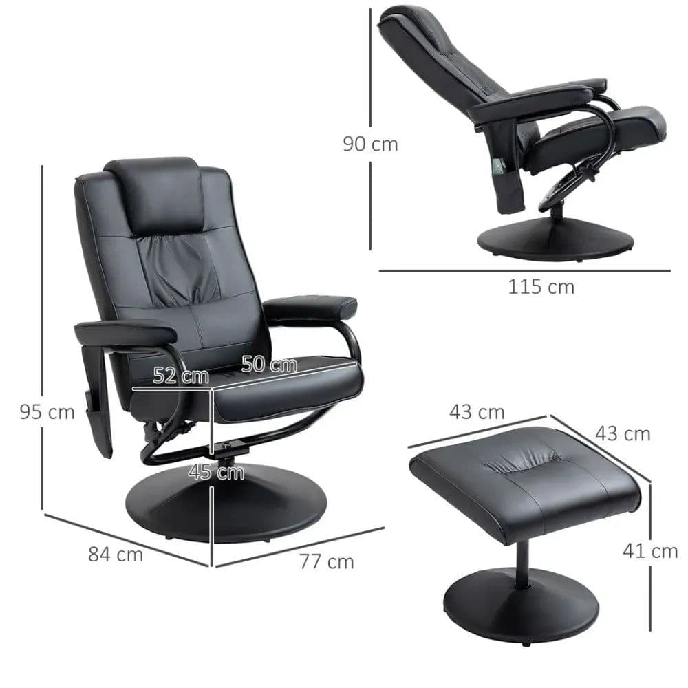 image-Freestanding Living Room Chair with High Density Cushion and Footrest Black