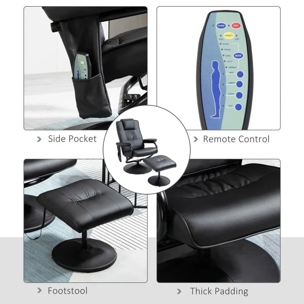 image-Freestanding Living Room Chair with High Density Cushion and Footrest Black
