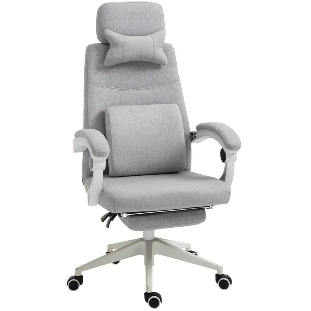 image-Ergonomic Home Office Chair 360 Swivel with Footrest Height Adjustable Grey
