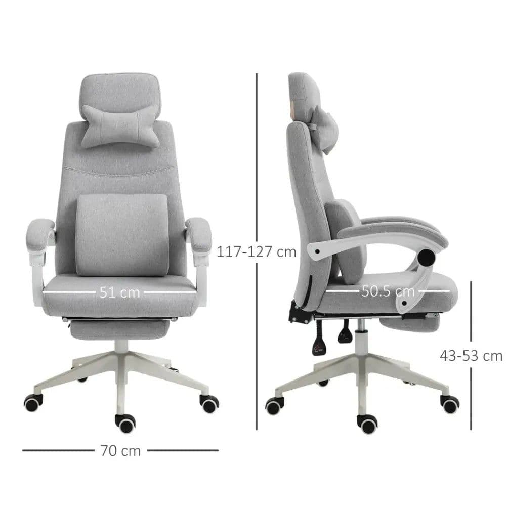 image-Ergonomic Home Office Chair 360 Swivel with Footrest Height Adjustable Grey