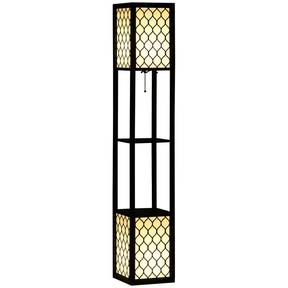 image-Floor Lamp with Shelves, 2 Light, Modern Standing Lamps for Living Room Bedroom