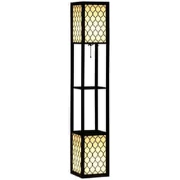 image-Floor Lamp with Shelves, 2 Light, Modern Standing Lamps for Living Room Bedroom